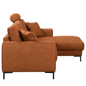 Ecksofa Arietta mit Longchair Microfaser Gardi: Dunkelbraun - Longchair davorstehend rechts