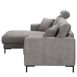 Ecksofa Arietta mit Longchair Webstoff Cieli: Grau - Longchair davorstehend links