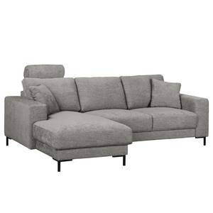 Ecksofa Arietta mit Longchair Webstoff Cieli: Grau - Longchair davorstehend links