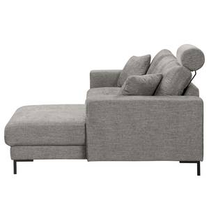 Ecksofa Arietta mit Longchair Webstoff Cieli: Grau - Longchair davorstehend rechts