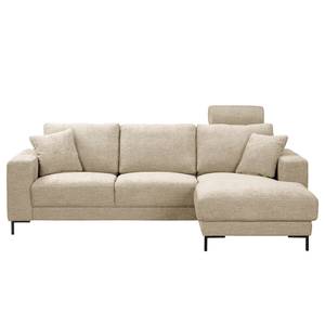 Ecksofa Arietta mit Longchair Webstoff Cieli: Beige - Longchair davorstehend rechts