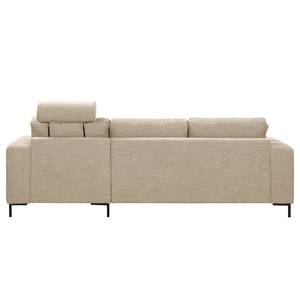 Ecksofa Arietta mit Longchair Webstoff Cieli: Beige - Longchair davorstehend rechts