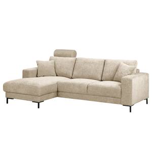 Ecksofa Arietta mit Longchair Webstoff Cieli: Beige - Longchair davorstehend links