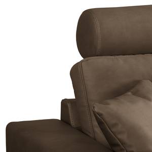 Hoekbank Arietta met chaise longue Microvezel Gardi: Grijsbruin - Longchair vooraanzicht links