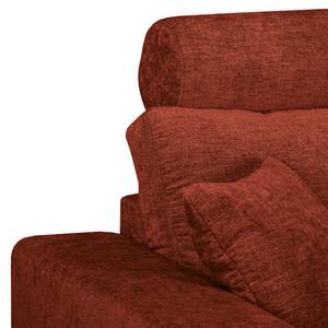 Hoekbank Arietta met chaise longue Geweven stof Cieli: Donkerrood - Longchair vooraanzicht links