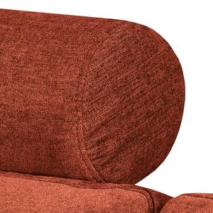 Hoekbank Arietta met chaise longue Geweven stof Cieli: Donkerrood - Longchair vooraanzicht links