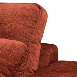 Hoekbank Arietta met chaise longue Geweven stof Cieli: Donkerrood - Longchair vooraanzicht links