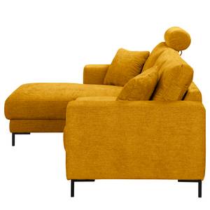 Ecksofa Arietta mit Longchair Webstoff Cieli: Senfgelb - Longchair davorstehend links