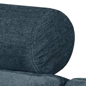 Hoekbank Arietta met chaise longue Geweven stof Cieli: Donkerblauw - Longchair vooraanzicht links