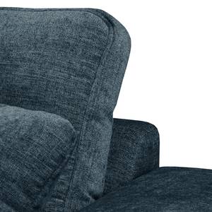 Hoekbank Arietta met chaise longue Geweven stof Cieli: Donkerblauw - Longchair vooraanzicht links