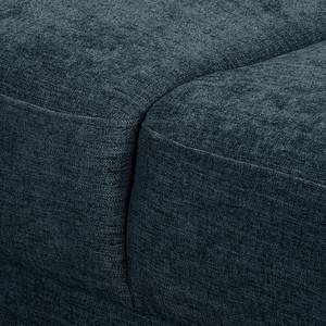 Hoekbank Arietta met chaise longue Geweven stof Cieli: Donkerblauw - Longchair vooraanzicht links