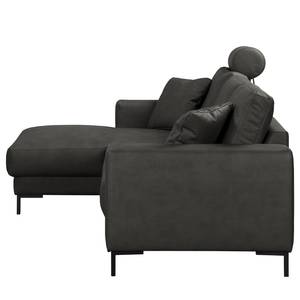 Ecksofa Arietta mit Longchair Microfaser Gardi: Schwarz - Longchair davorstehend links