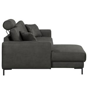 Ecksofa Arietta mit Longchair Microfaser Gardi: Schwarz - Longchair davorstehend links