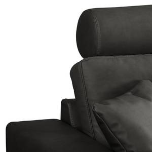 Ecksofa Arietta mit Longchair Microfaser Gardi: Schwarz - Longchair davorstehend links