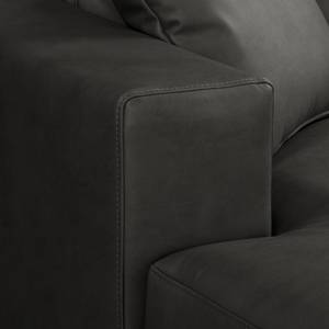 Ecksofa Arietta mit Longchair Microfaser Gardi: Schwarz - Longchair davorstehend links