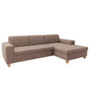 Ecksofa Roblin Samt Loana: Taupe - Longchair davorstehend rechts - Keine Funktion