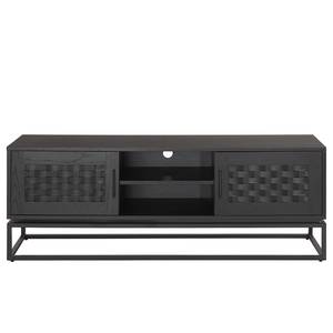 Meuble TV Hult 150 cm Plaqué bois véritable - Peuplier noir