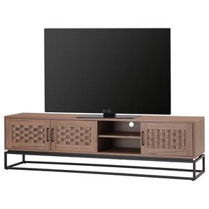 Meuble TV Hult 200 cm Plaqué bois véritable - Peuplier foncé