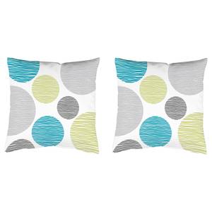 Housses de coussins Borden - Lot de 2 Tissu - Turquoise - 50 x 50 cm