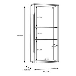 Vitrine murale Jumapo Marron - Gris - Bois manufacturé - 60 x 136 x 34 cm