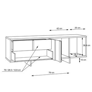 TV-Lowboard Boudok Schwarz / Zinneiche Dekor