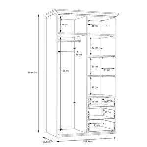 Drehtürenschrank Ilay Schneeeiche Dekor / Eiche Nelson Dekor - Breite: 105 cm