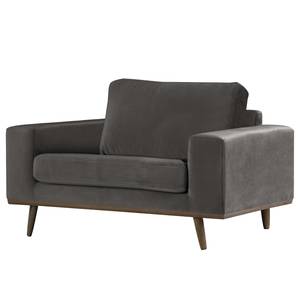 Fauteuil BOVLUND structuurstof - Velours Sadia: Donkergrijs