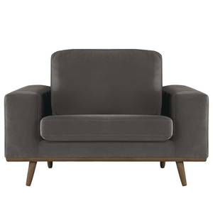 Fauteuil BOVLUND structuurstof - Velours Sadia: Donkergrijs