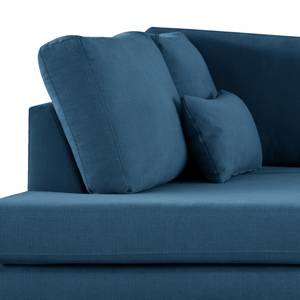 Canapé d’angle BOVLUND avec ottomane Tissu Vele: Bleu - Méridienne longue à gauche (vue de face)