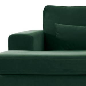 Canapé d’angle BOVLUND avec méridienne Tissu structuré - Velours Sadia: Vert vieilli - Méridienne courte à gauche (vue de face)