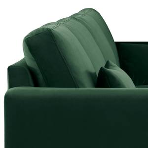 Hoekbank BOVLUND met chaise longue structuurstof - Velours Sadia: Antiek groen - Longchair vooraanzicht links
