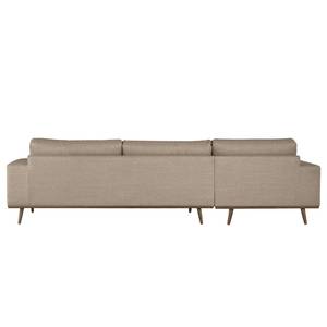 Ecksofa BOVLUND mit Longchair Strukturstoff Otrera: Taupe - Longchair davorstehend links