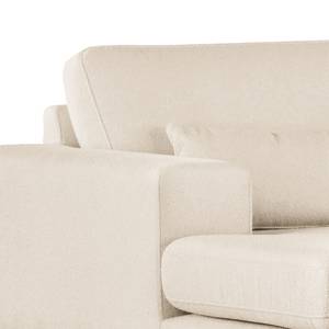 Hoekbank BOVLUND met chaise longue structuurstof - Bouclé Stof Eurona: Beige - Longchair vooraanzicht links