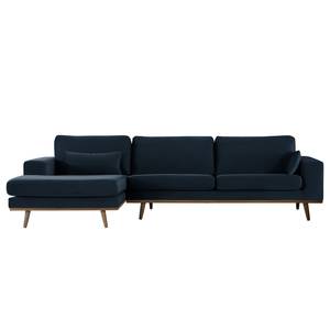 Divano con chaise longue BOVLUND Velluto Sadia: blu scuro - Longchair preimpostata a sinistra