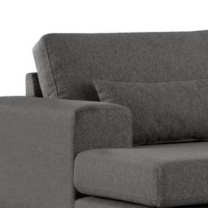 Hoekbank BOVLUND met chaise longue structuurstof - Velours Lark: Donkergrijs - Longchair vooraanzicht links