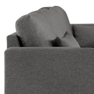 Hoekbank BOVLUND met chaise longue structuurstof - Velours Lark: Donkergrijs - Longchair vooraanzicht links