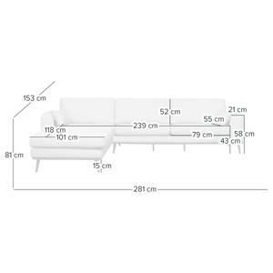 Hoekbank BOVLUND met chaise longue structuurstof - Structuurstof Otrera: Donkergrijs - Longchair vooraanzicht links