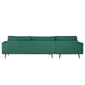 Divano con chaise longue BOVLUND Tessuto strutturato Otrera: verde scuro - Longchair preimpostata a sinistra