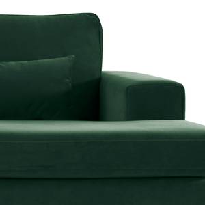 Canapé d’angle BOVLUND avec méridienne Tissu structuré - Velours Sadia: Vert vieilli - Méridienne courte à droite (vue de face)