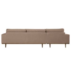 Ecksofa BOVLUND mit Longchair Baumwollstoff Vele: Taupe - Longchair davorstehend links