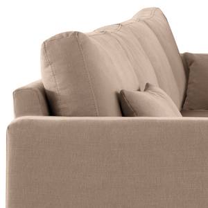 Hoekbank BOVLUND met chaise longue structuurstof - Geweven stof Vele: Taupe - Longchair vooraanzicht links