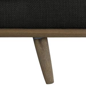 Ecksofa BOVLUND mit Longchair Strukturstoff Otrera: Schwarz - Longchair davorstehend links