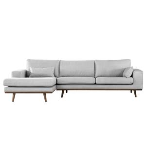 Divano con chaise longue BOVLUND Tessuto strutturato Otrera: grigio chario - Longchair preimpostata a sinistra