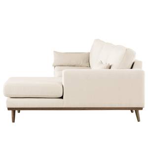 Hoekbank BOVLUND met chaise longue structuurstof - Bouclé Stof Eurona: Beige - Longchair vooraanzicht rechts