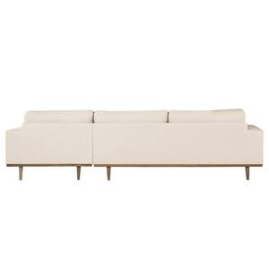 Hoekbank BOVLUND met chaise longue structuurstof - Bouclé Stof Eurona: Beige - Longchair vooraanzicht rechts