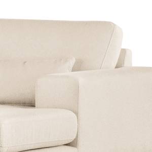 Hoekbank BOVLUND met chaise longue structuurstof - Bouclé Stof Eurona: Beige - Longchair vooraanzicht rechts