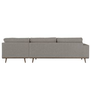 Divano con chaise longue BOVLUND Velluto Lark: marrone grigio - Longchair preimpostata a destra