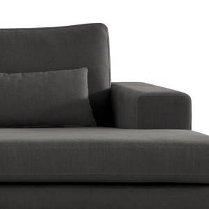 Ecksofa BOVLUND mit Longchair Baumwollstoff Vele: Anthrazit - Longchair davorstehend rechts