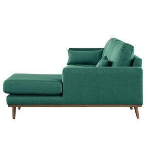 Divano con chaise longue BOVLUND Tessuto strutturato Otrera: verde scuro - Longchair preimpostata a destra
