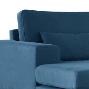 Canapé panoramique BOVLUND Tissu Vele: Bleu - Méridienne courte à gauche / longue à droite (vue de face)